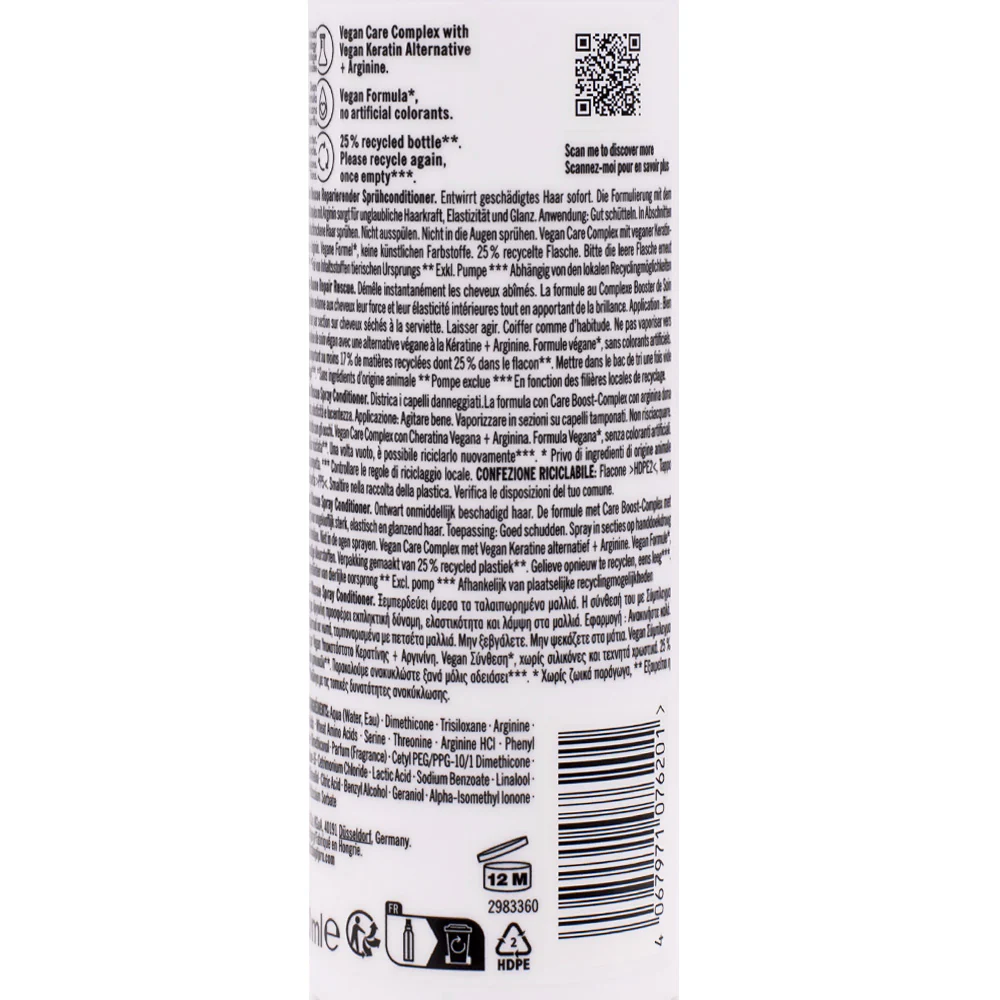 Schwarzkopf BC Bonacure Repair Rescue Spray Conditioner Care Booster Complex 200ml - capelli danneggiati - Image 2