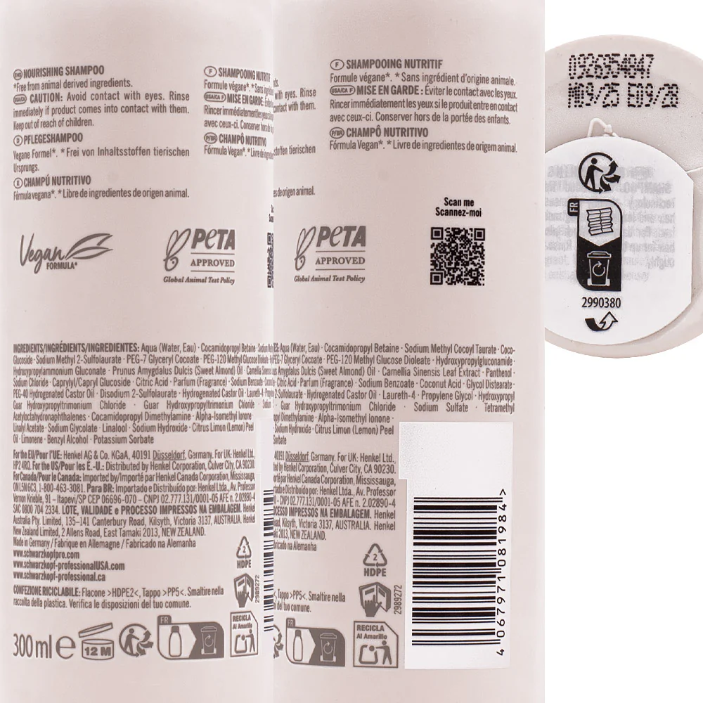 Schwarzkopf BlondMe Bond Bond Repair Nourishing Shampoo 300ml - shampoo nutriente riparatore - Image 2