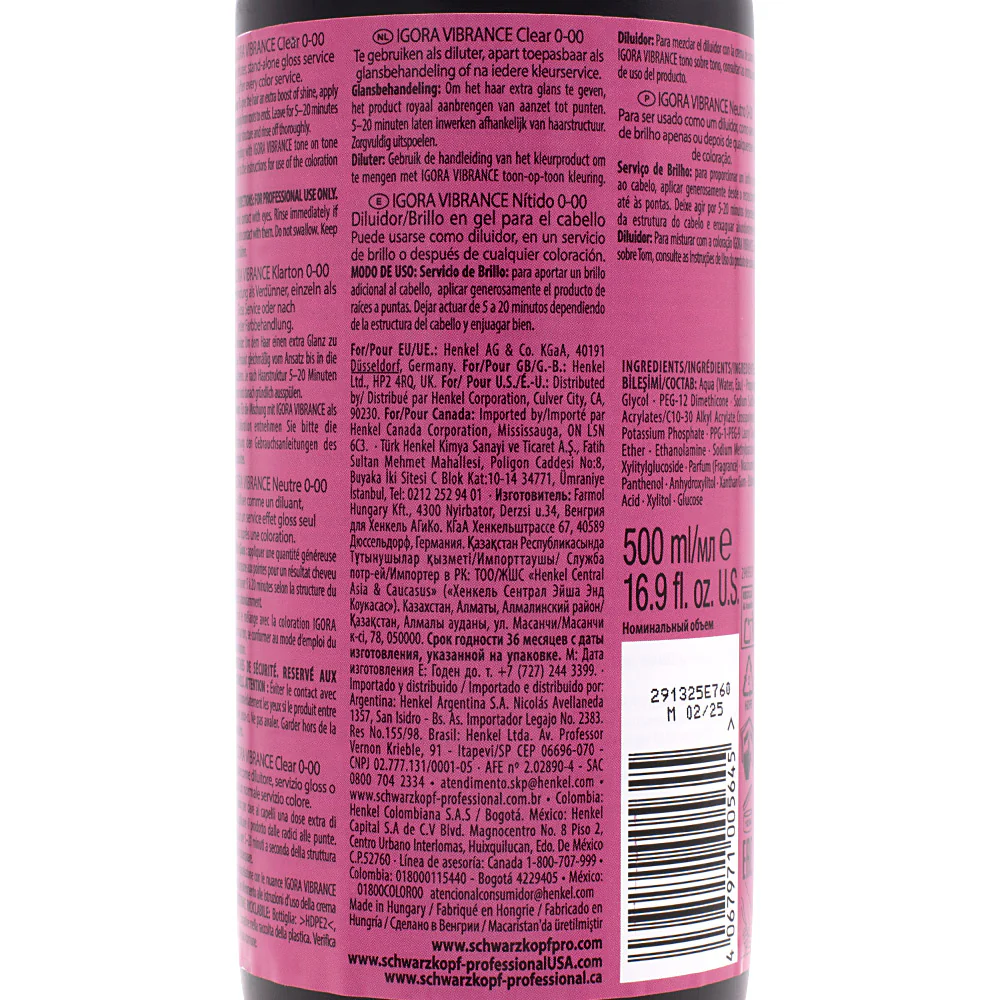 Schwarzkopf Igora Vibrance 0-00 Clear 500ml - colorazione tono su tono - Image 2