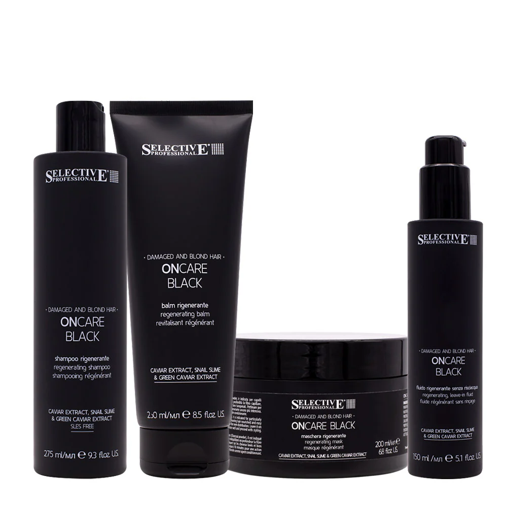 Selective Professional On Care Black Shampoo 275ml Balm 250ml Mask 200ml Cream 150ml