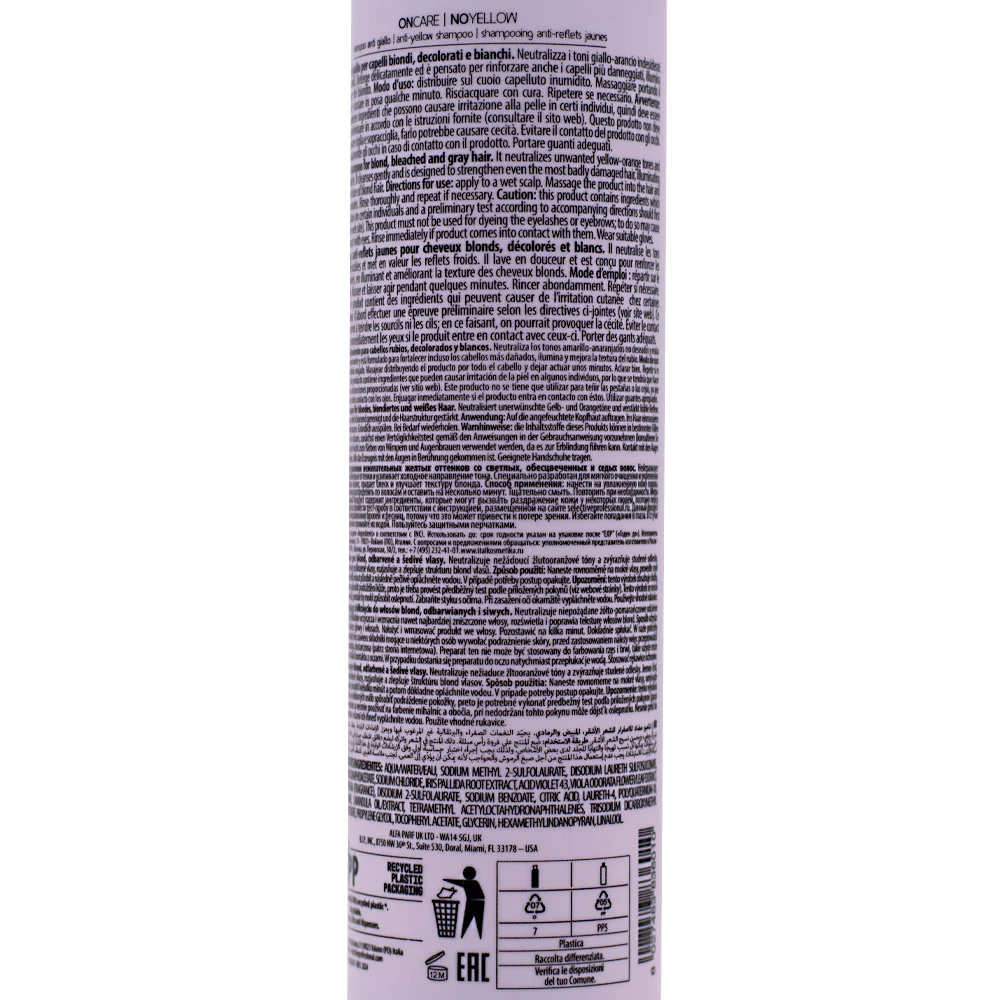 Selective Professional On Care No Yellow Shampoo 275ml - shampoo anti giallo - Image 2