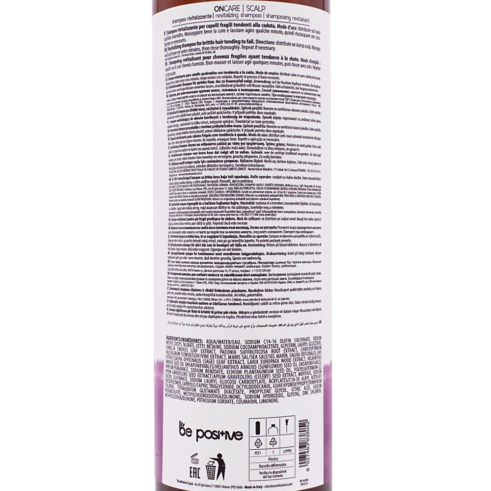 Selective Professional On Care Scalp Revitalizing Shampoo 950ml - shampoo rivitalizzante per capelli fragili - Image 2
