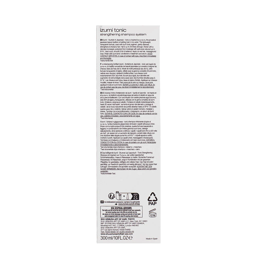 Shu Uemura Izumi Tonic Shampoo 300ml - shampoo rinforzante per capelli fragili - Image 7