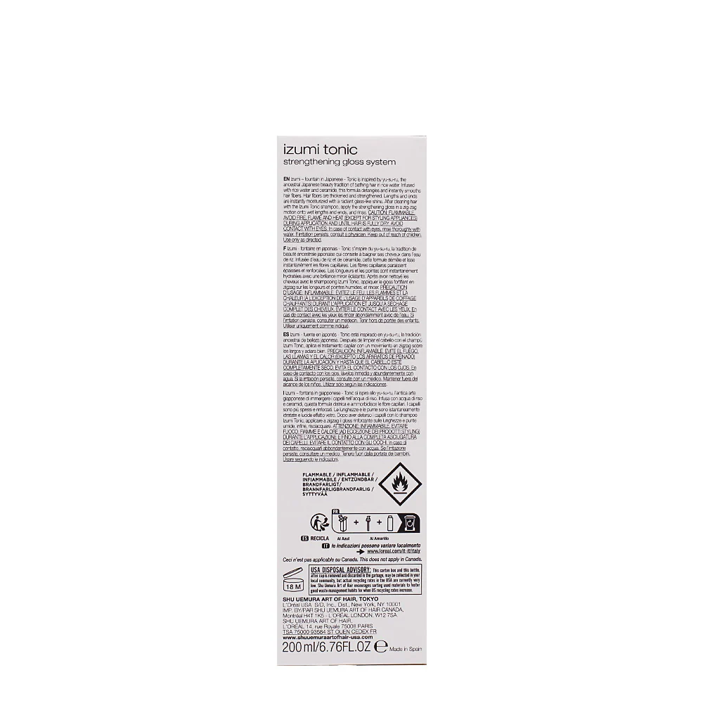 Shu Uemura Izumi Tonic Strenghthening Gloss Fragile Hair 200ml  - tonico rinforzante illuminante - Image 8