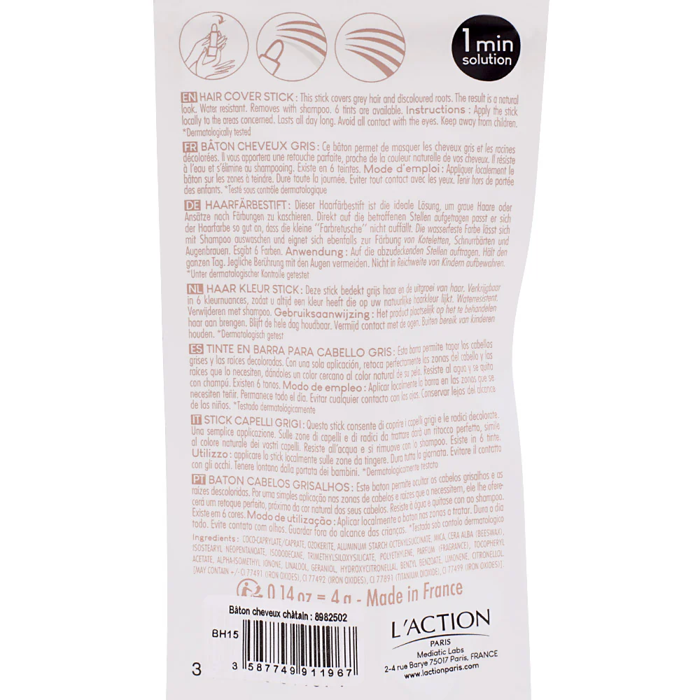 Sibel L'Action Paris Hair Cover Stick Castano 4gr - stick correttore capelli - Image 3