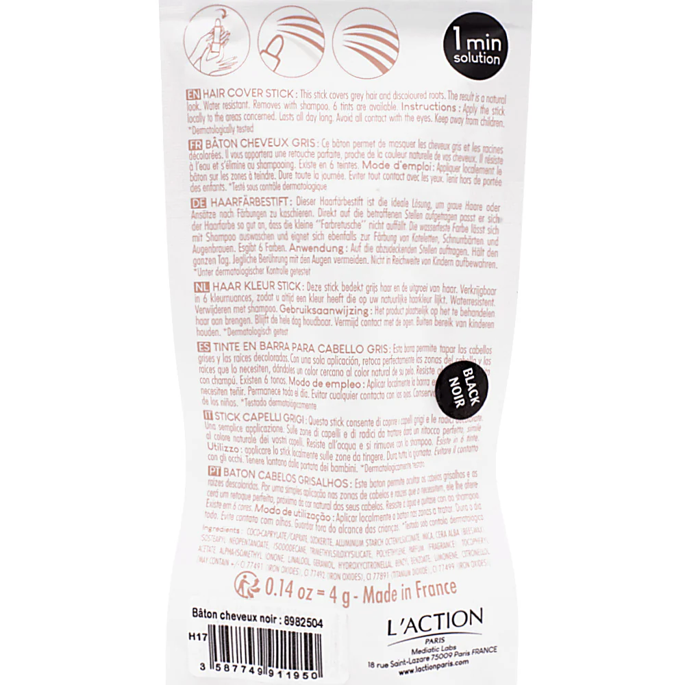 Sibel L'Action Paris Hair Cover Stick Nero 4gr - stick correttore capelli - Image 3