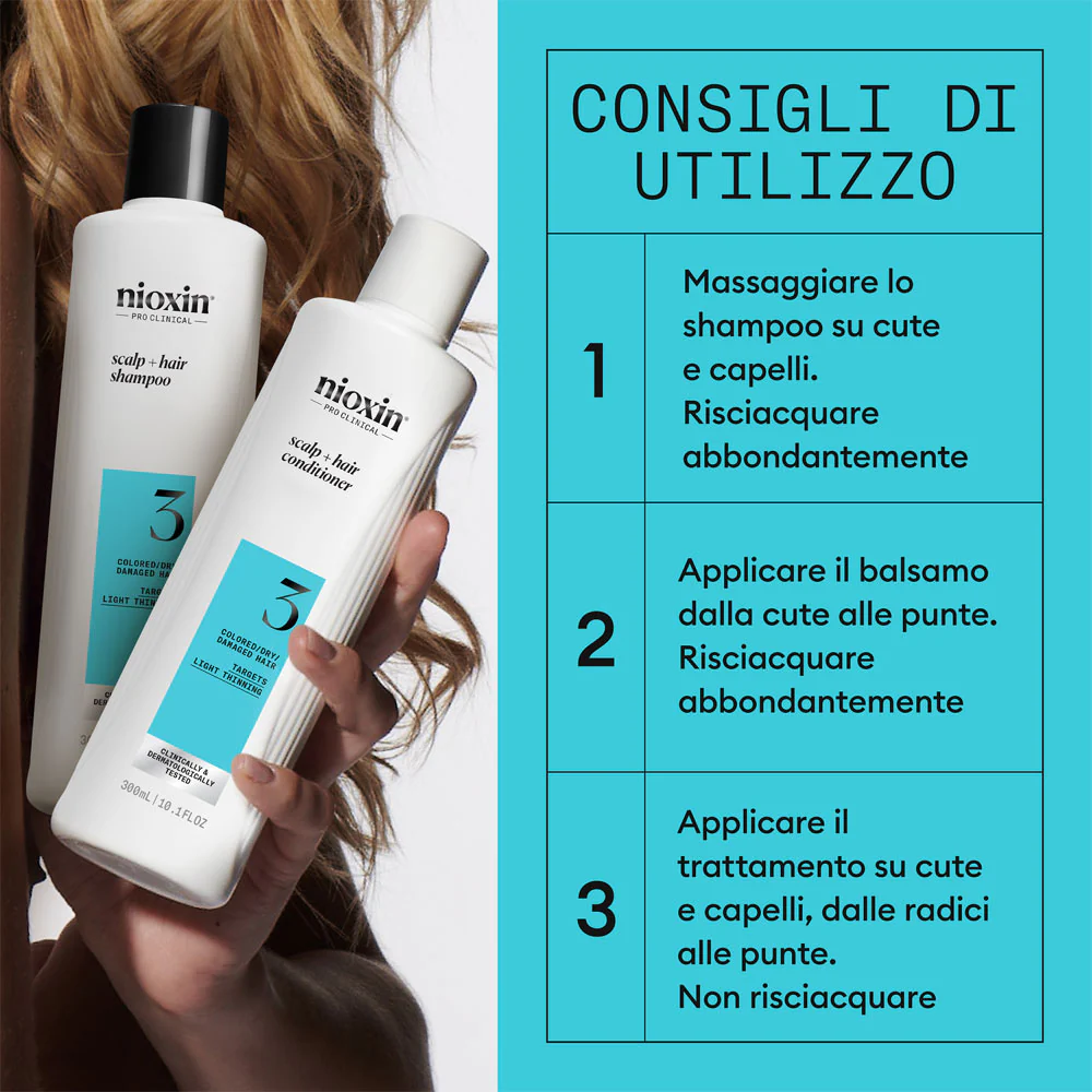 Nioxin Sistema 3 Kit Trifasico 150ml  - kit anti assottigliamento lieve - Image 2