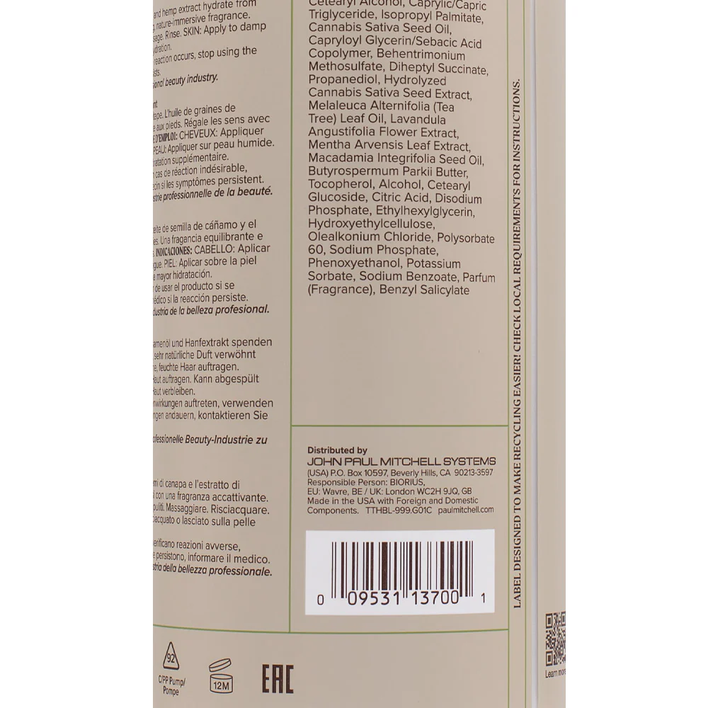 Paul Mitchell Tea Tree Hemp Restoring Conditioner & Body Lotion 1000ml - idratante e rivitalizzante 2 in 1 - Image 2