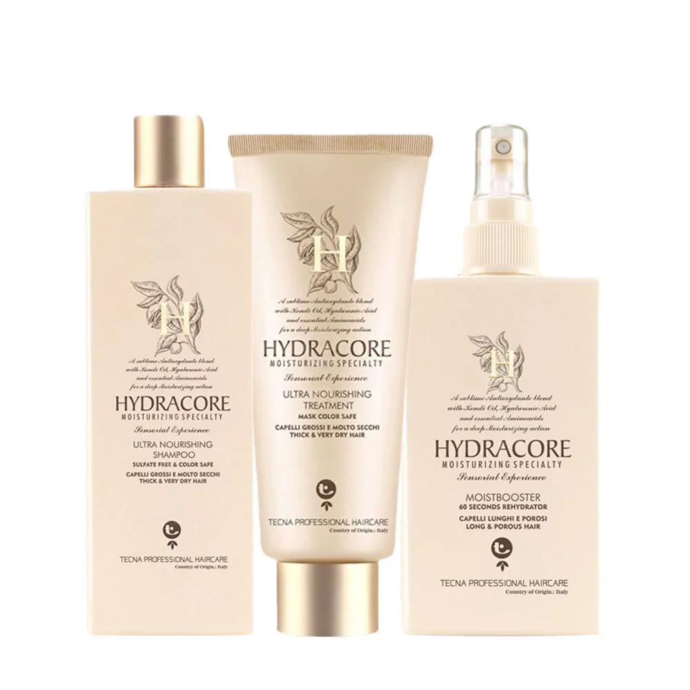 Tecna Hydracore Ultra Nourishing Shampoo 250ml Treatment 200ml Moistbooster 200ml Zaino a Sacca - Image 2
