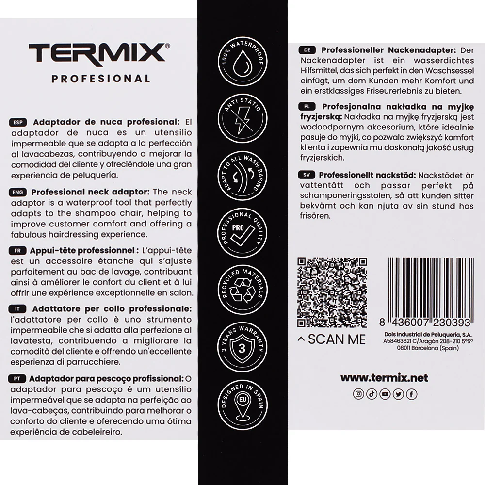 Termix Gomma Paranuca Lavaggio 2 Pezzi - adattatore collo professionale per lavatesta - Image 2