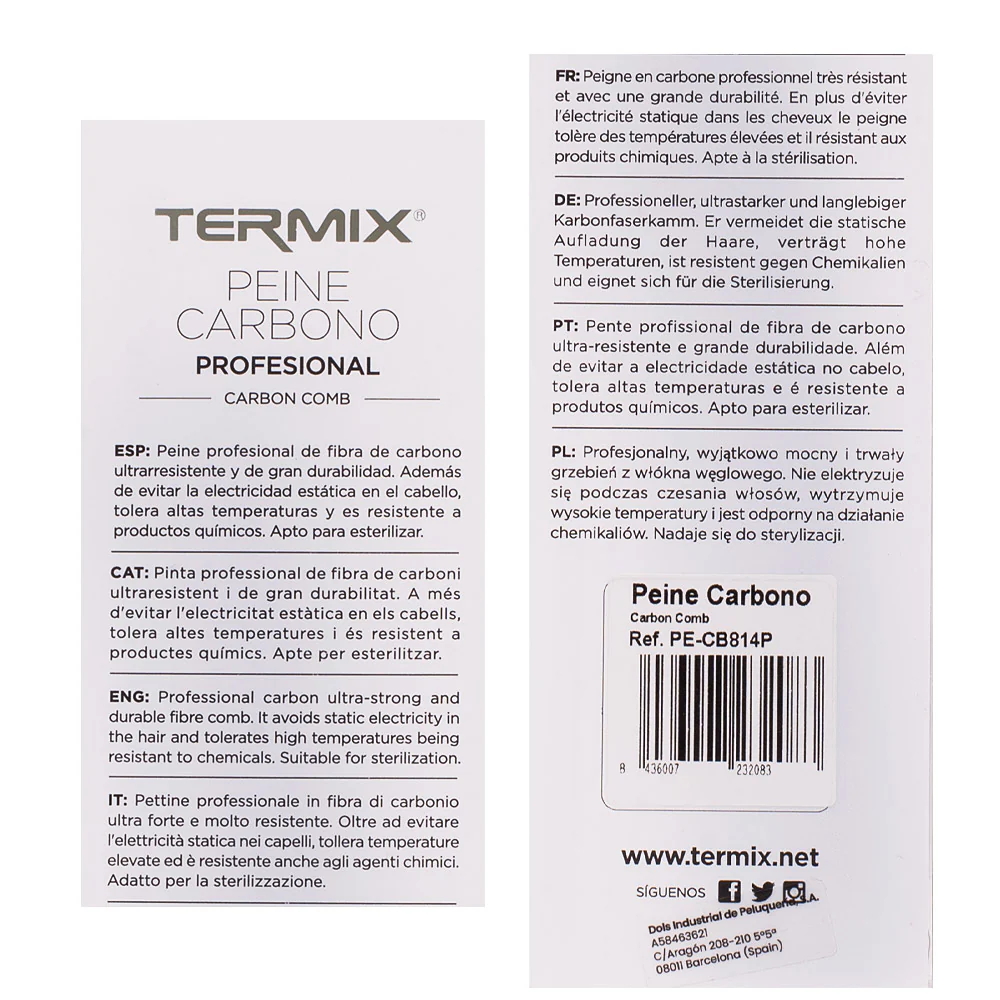 Termix Pettine Carbonio Professionale - pettine a doppia dentatura - Image 2