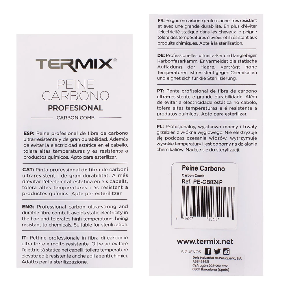 Termix Pettine Carbonio Professionale  - pettine denti larghi - Image 2