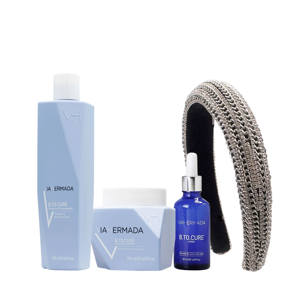 VIAHERMADA B.to.cure Shampoo 250ml Mask 250ml Lotion 50ml+ Cerchietto Bombato in Regalo - kit ricostruzione