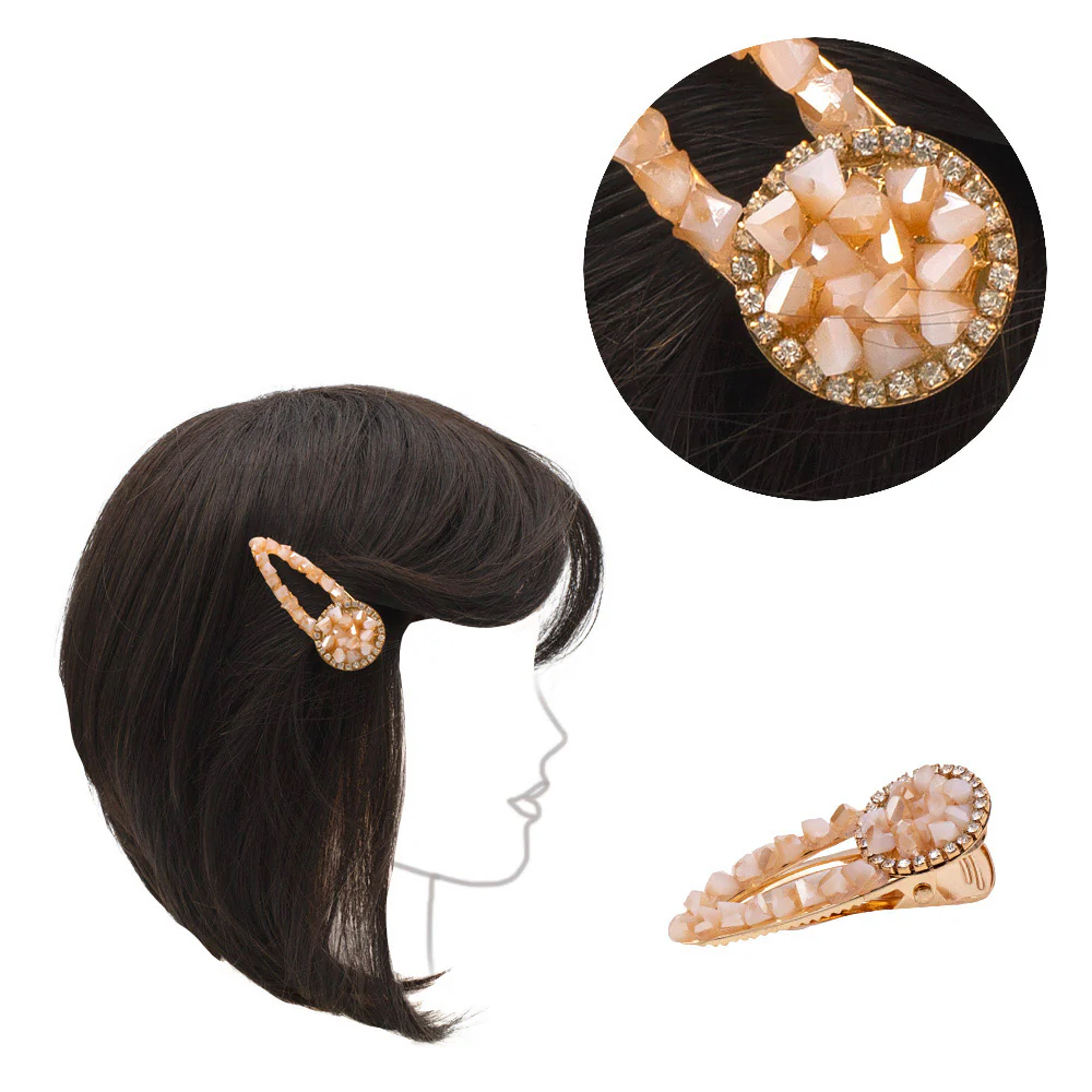 VIAHERMADA Molletta a clip con Strass e vetro Multi Sfaccettato Rosa 5,5cm - Image 2