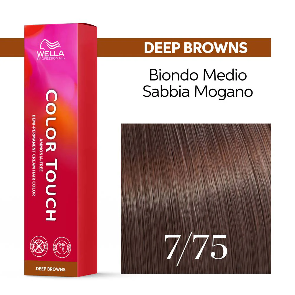 Wella Color Touch Deep Browns 7/75 Biondo Medio Sabbia Mogano 60ml - colore semipermanente senza ammoniaca - Image 3