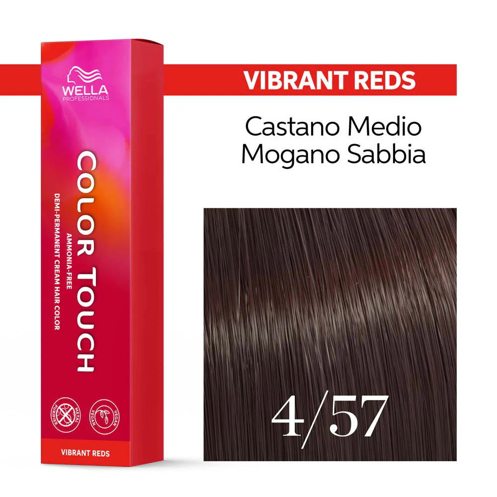 Wella Color Touch Vibrant Reds 4/57 Castano Medio Mogano Sabbia 60ml - colore semipermanente senza ammoniaca - Image 3