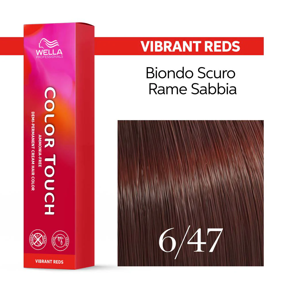 Wella Color Touch Vibrant Reds 6/47 Biondo Scuro Rame Sabbia 60ml - colore semipermanente senza ammoniaca - Image 3