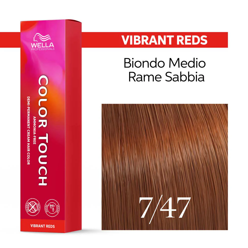 Wella Color Touch Vibrant Reds 7/47 Biondo Medio Rame Sabbia 60ml - colore semipermanente senza ammoniaca - Image 3