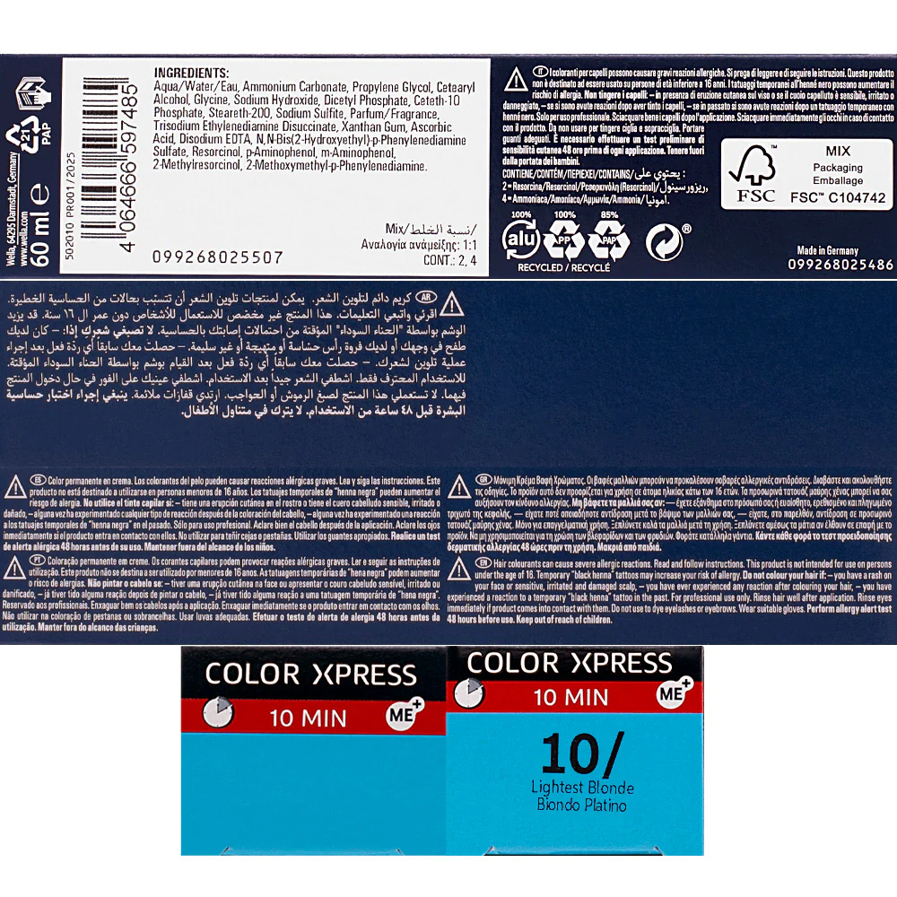 Wella Color Xpress 10/ Biondo Platino 60ml - colore permanente rapido - Image 4
