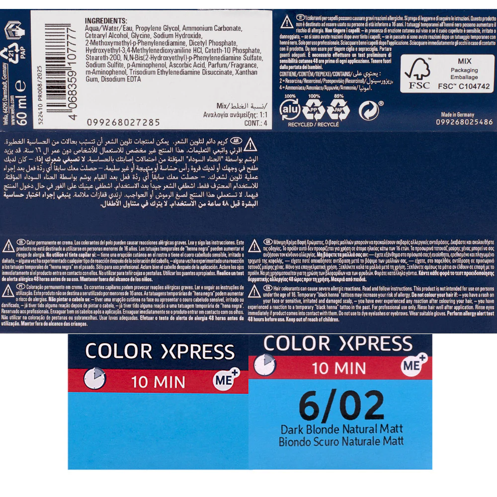 Wella Color Xpress 6/02 Biondo Scuro Naturale Matt 60ml - colore permanente rapido - Image 14