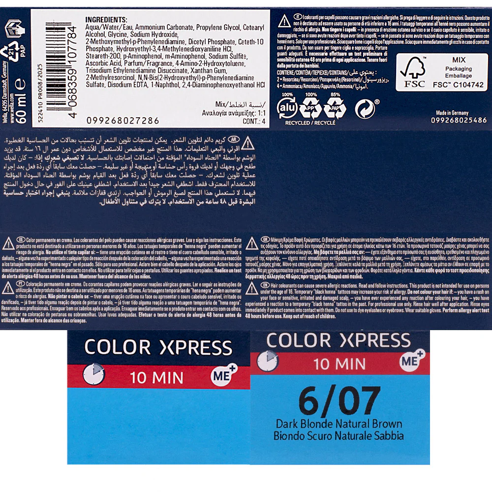 Wella Color Xpress 6/07 Biondo Scuro Naturale Sabbia 60ml - colore permanente rapido - Image 14