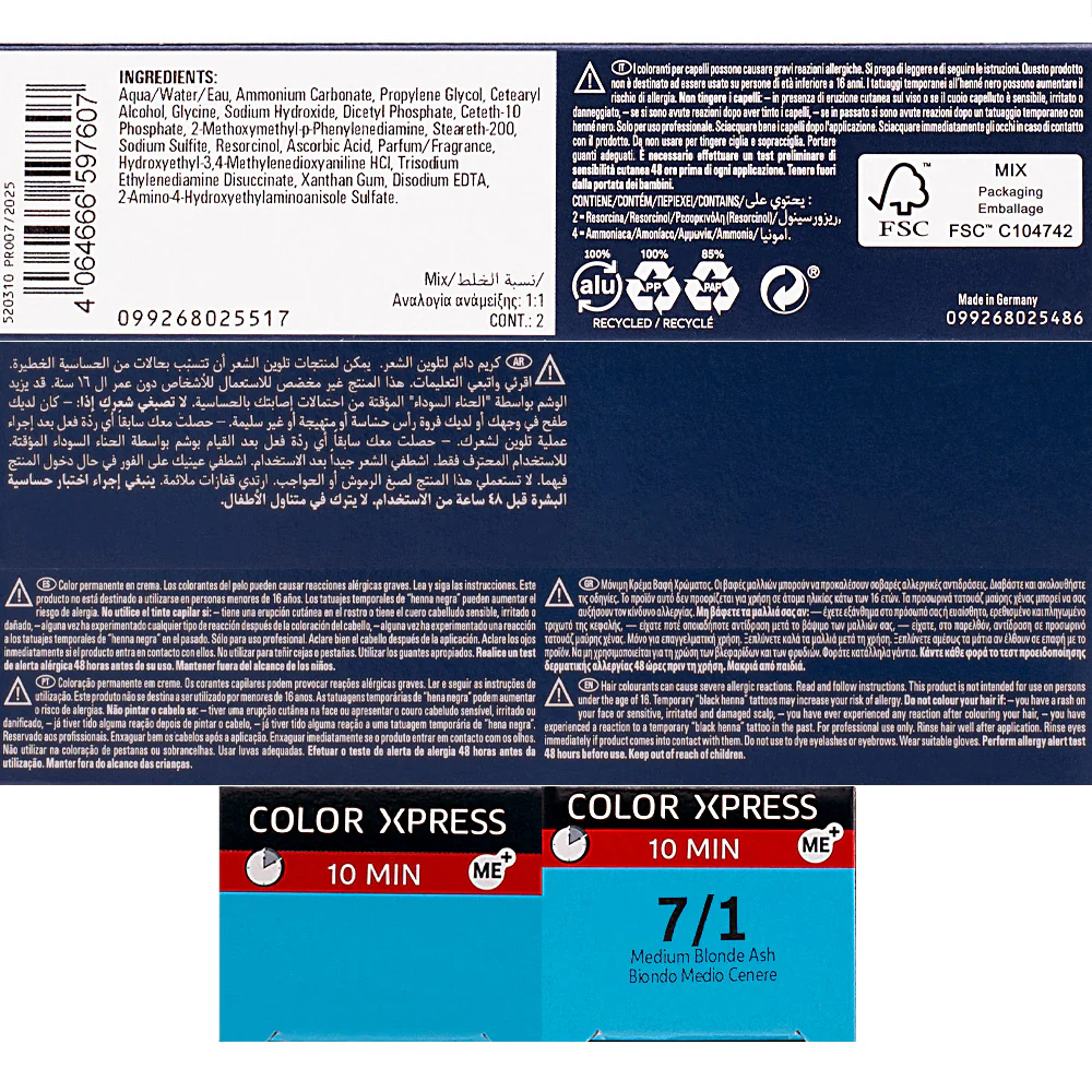 Wella Color Xpress 7/1  Biondo Medio Cenere 60ml - colore permanente rapido - Image 4
