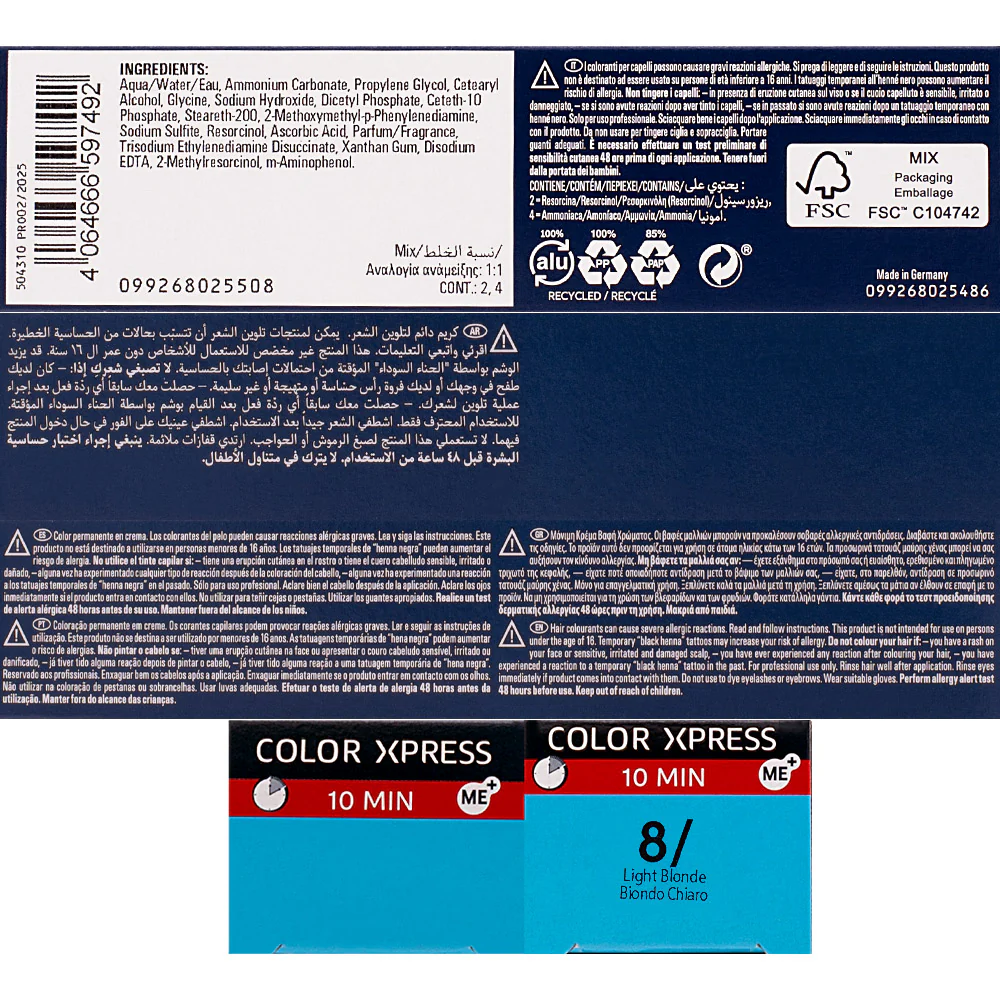 Wella Color Xpress 8/ Biondo Chiaro 60ml - colore permanente rapido - Image 4