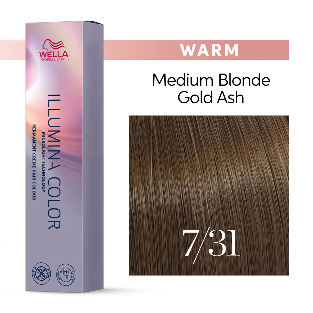 Wella Illumina Color 7/31 Biondo Medio Oro Cenere 60ml - colorazione permanente - Image 2