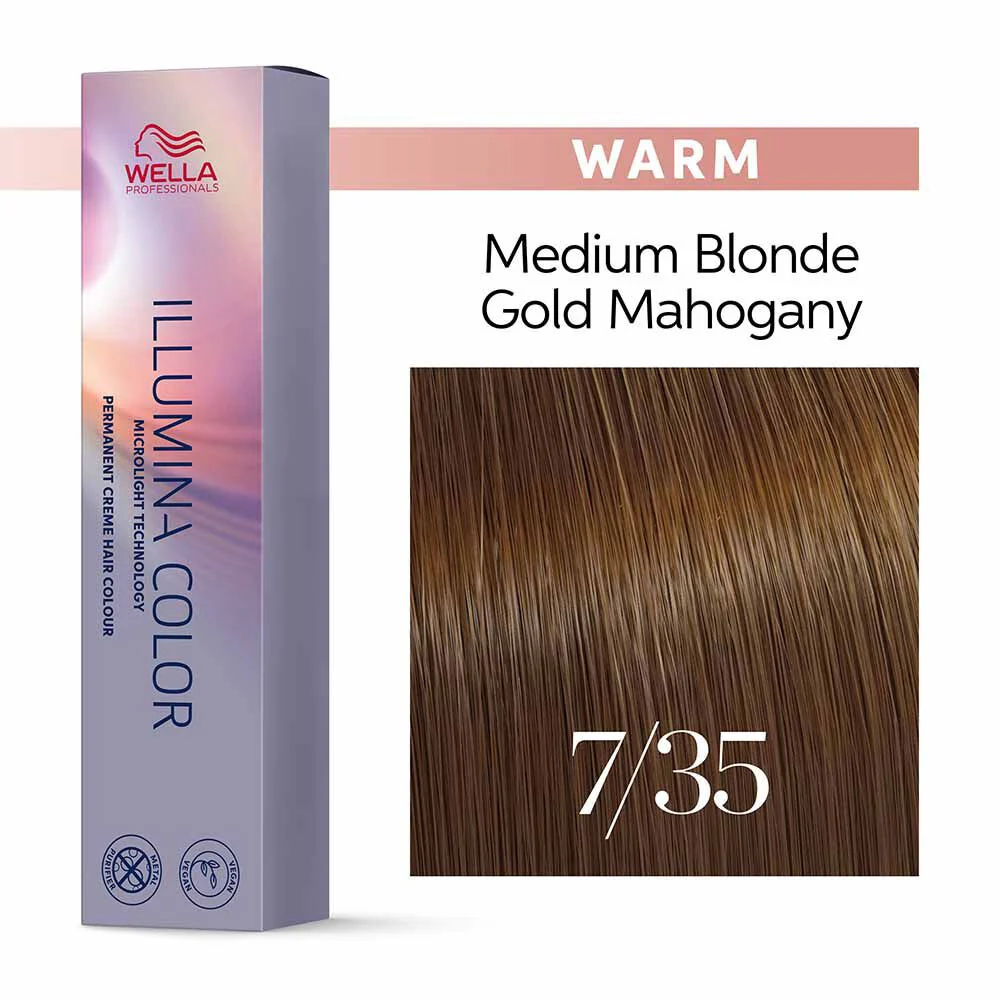 Wella Illumina Color 7/35 Biondo Medio Oro Mogano 60ml - colorazione permanente - Image 2