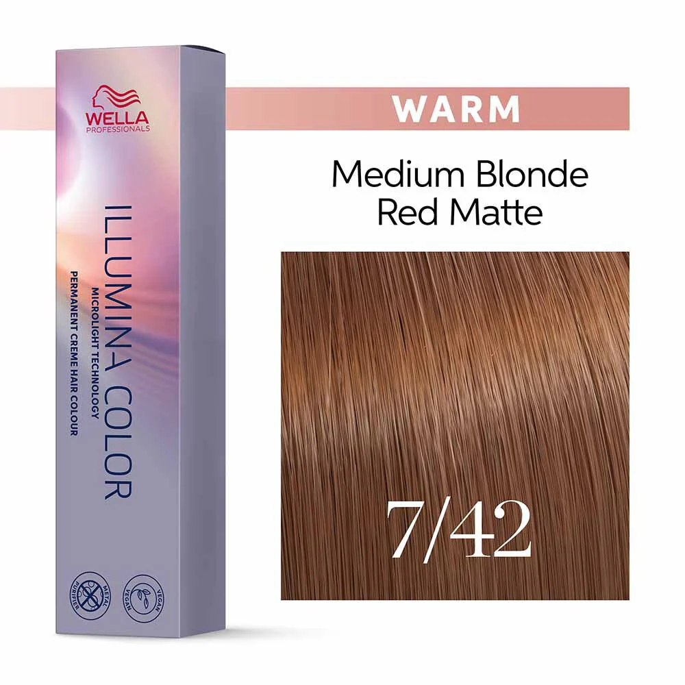 Wella Illumina Color 7/42 Biondo Medio Rosso Opaco 60ml - colorazione permanente - Image 2