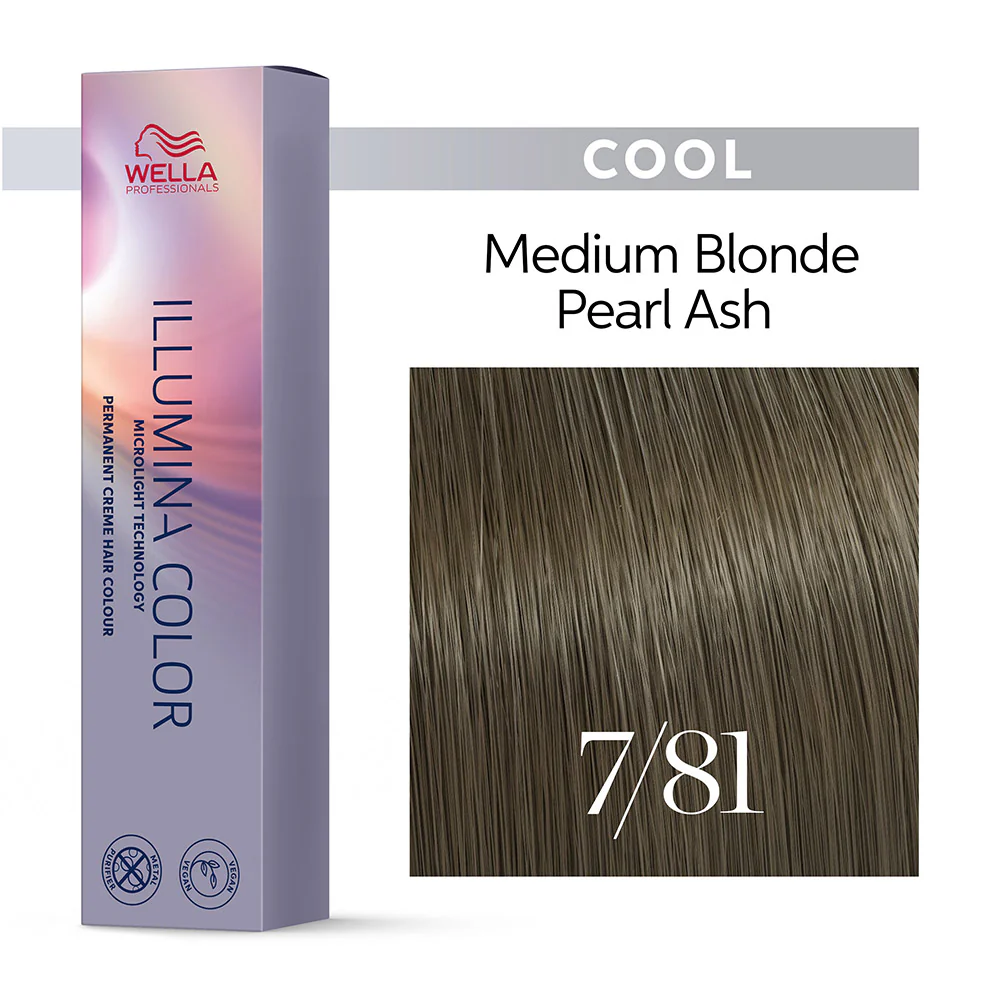 Wella Illumina Color 7/81 Biondo Medio Perla Cenere 60ml -colorazione permanente - Image 2
