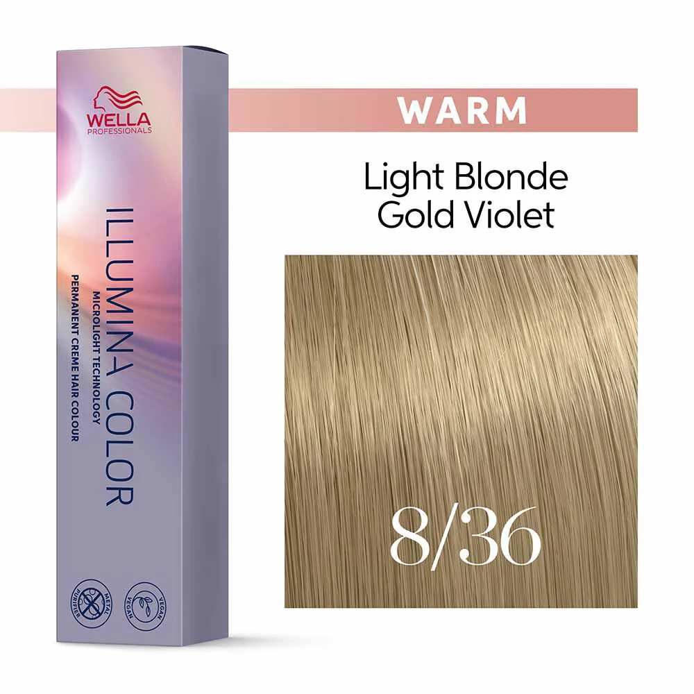 Wella Illumina Color 8/36 Biondo Chiaro Oro Violetto  60ml - colorazione permanente - Image 2