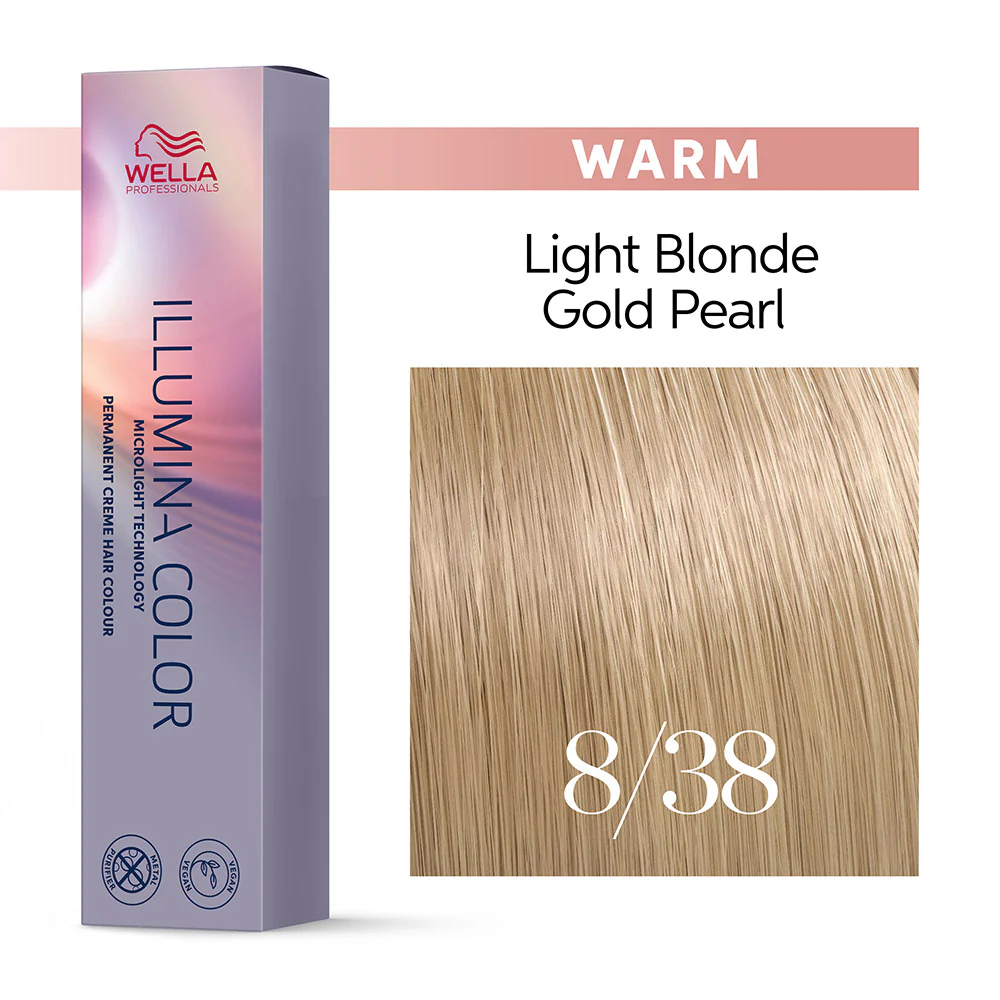 Wella Illumina Color 8/38 Biondo Chiaro Oro Perla 60ml - colorazione permanente - Image 2