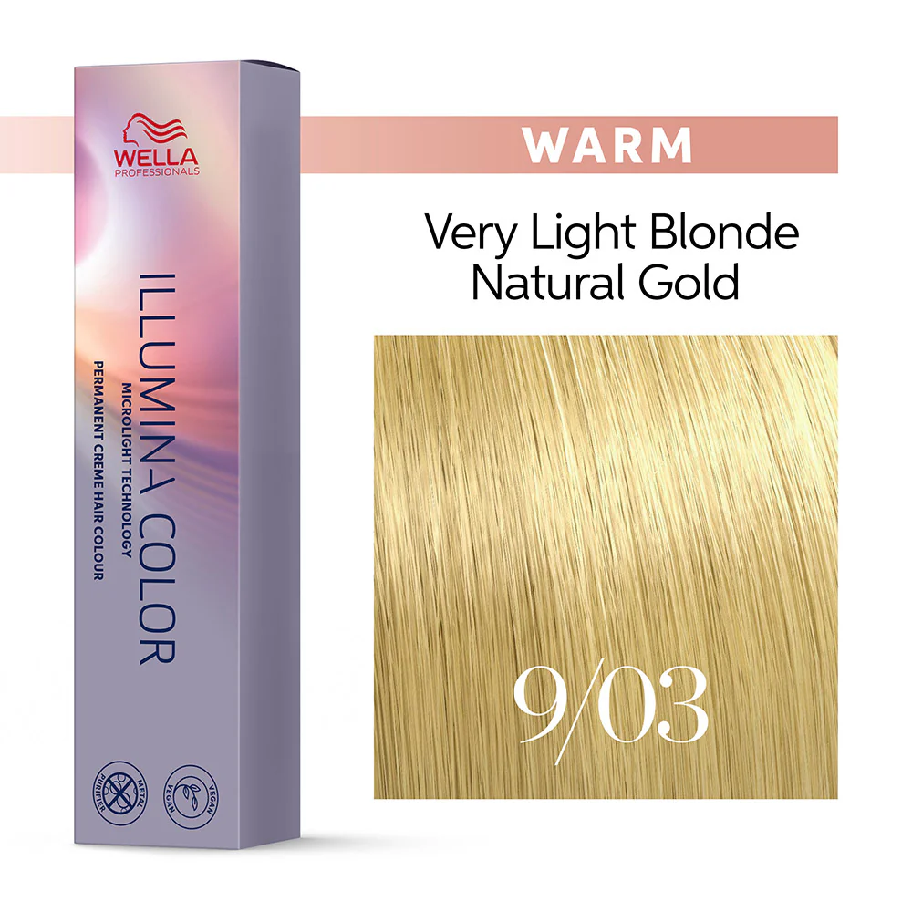 Wella Illumina Color 9/03 Biondo Chiarissimo Naturale Dorato 60ml  - colorazione permanente - Image 2