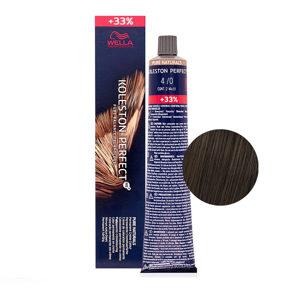 Wella Koleston Perfect ME+ Pure Naturals 4/0 Castano Medio 80ml - colorazione permanente