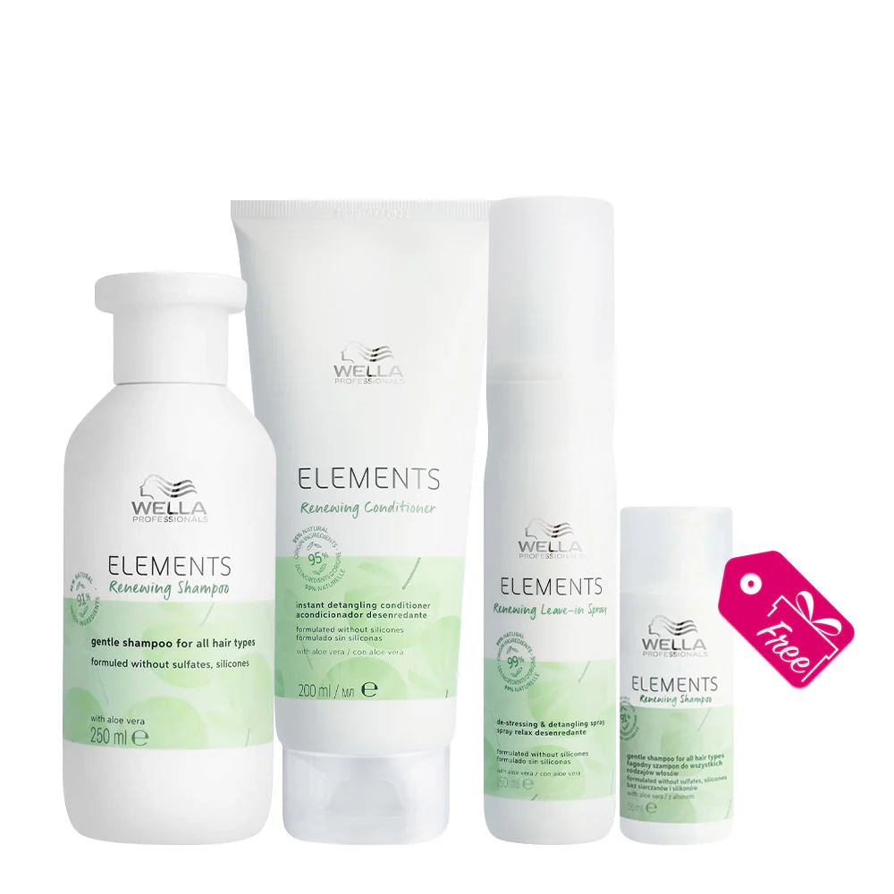 Wella New Elements Shampoo Renew 250ml Conditioner 200ml Lotion 150ml + Shampoo 50ml OMAGGIO