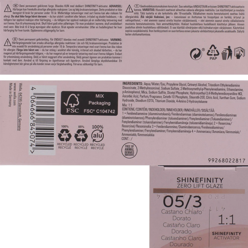 Wella Shinefinity 05/3 Castano Chiaro Dorato 60ml - colore demi-permanente - Image 4