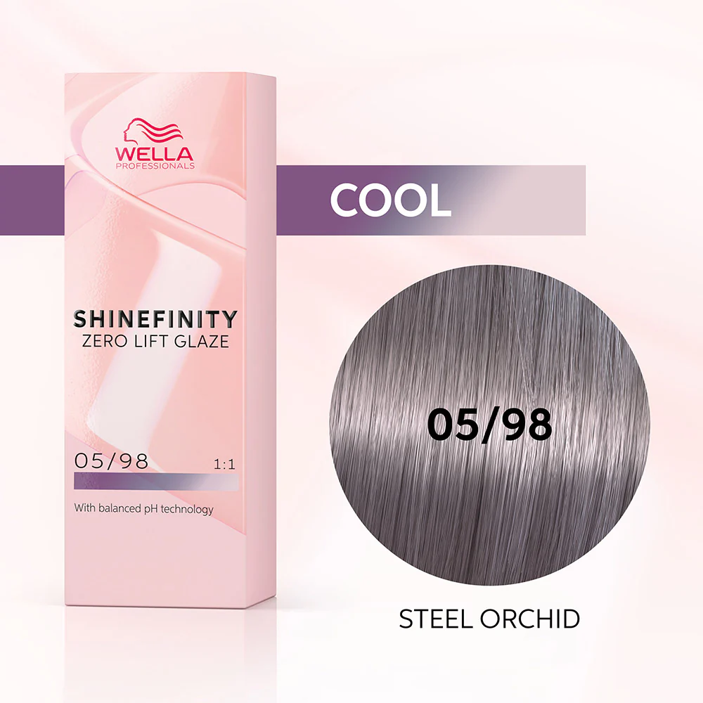 Wella Shinefinity Steel Orchid 05/98 Castano Chiaro Cendré Perla 60ml - colore demi-permanente - Image 2