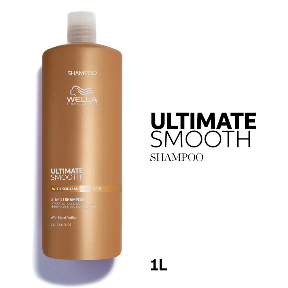 Wella Ultimate Smooth Shampoo 1000ml - shampoo chelante anticrespo - Image 2